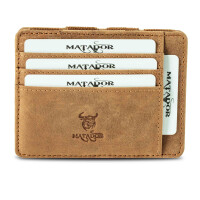 MATADOR MAGICO Leder Kreditkartenetui Kartenetui Magic Wallet RFID Hell-Braun