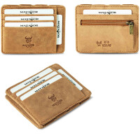 MATADOR MAGICO Leder Kreditkartenetui Kartenetui Magic Wallet RFID Hell-Braun