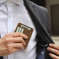 MATADOR MAGICO Leder Kreditkartenetui Kartenetui Magic Wallet RFID Hell-Braun