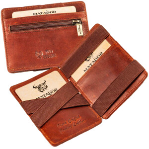 MATADOR MAGICO Leder Kreditkartenetui Kartenetui Magic Wallet RFID Antik Braun