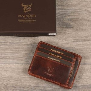 MATADOR RFID Magic Wallet Echt Leder Kreditkarten-Etui-Hülle Braun