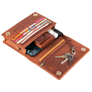 MATADOR Handytasche zum Umhängen Leder Damen Schultertasche Braun