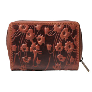 MATADOR MURCIA Damen Portemonnaie Leder Geldbörse Blumen Braun