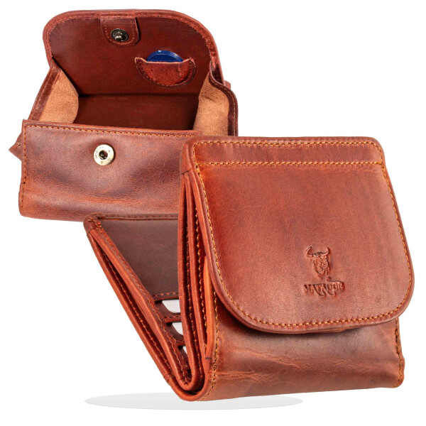 MATADOR Herren Geldbörse klein Leder RFID Brieftasche Braun