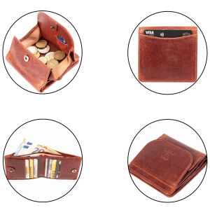 MATADOR WIEN Damen Herren Geldbörse klein Leder RFID Brieftasche Braun