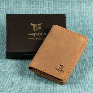 MATADOR Leder Kreditkartenetui PORTO Kreditkartenhülle RFID Braun
