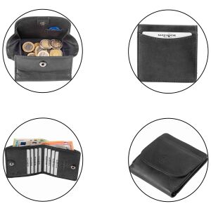 MATADOR WIEN Herren Geldbörse klein Leder RFID TüV Brieftasche Schwarz
