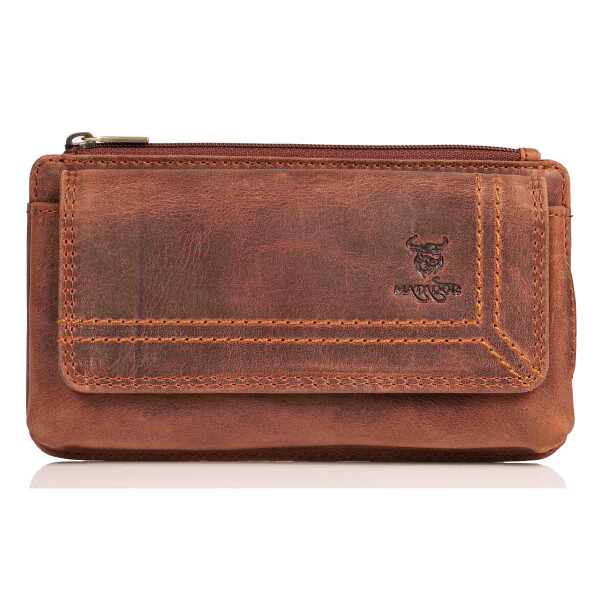 MATADOR BRISBANE Leder Universal Handytasche Klett 6.9 Zoll Braun