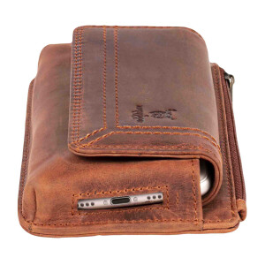 MATADOR Leder Universal Handytasche Gürteltasche bis 6.9 Zoll Braun