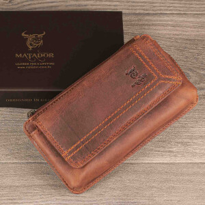 MATADOR Leder Universal Handytasche Gürteltasche bis 6.9 Zoll Braun