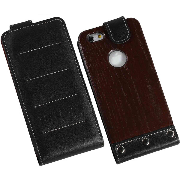 MATADOR Apple iPhone SE 2020 6 6s Echt Holz Leder Handytasche Vertikal