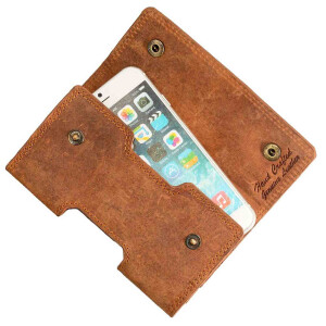 MATADOR Apple iPhone 15 / 15 Pro / 14 / 14 Pro Leder Quertasche Braun