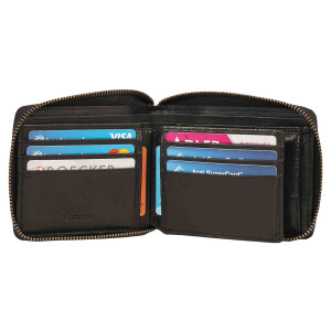 MATADOR Herren Leder Geldbörse Geldtasche TüV RFID Schwarz