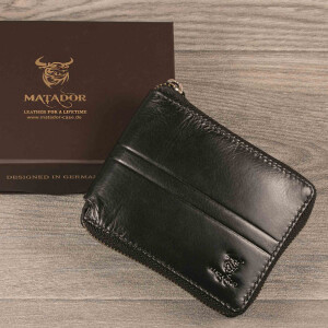 MATADOR Herren Leder Geldbörse Geldtasche TüV RFID Schwarz