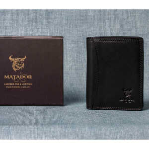 MATADOR MARSEILLE MINI Herren Geldbörse Leder Klein RFID TüV Schwarz