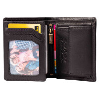 MATADOR MARSEILLE MINI Herren Geldbörse Leder Klein RFID TüV Schwarz