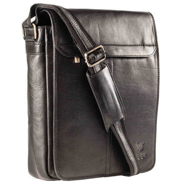 MATADOR Leder Schultertasche 13 Zoll Tablettasche Schwarz