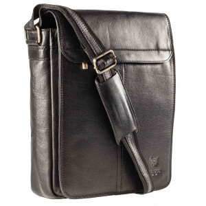 MATADOR Leder Schultertasche 13 Zoll Tablettasche Schwarz