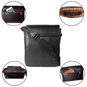 MATADOR Leder Schultertasche 13 Zoll Tablettasche Schwarz