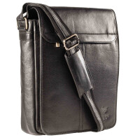 MATADOR Leder Schultertasche 13 Zoll Tablettasche Schwarz