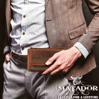 MATADOR Leder Handytasche Magnetverschluss 6.9 Zoll Vintage Braun
