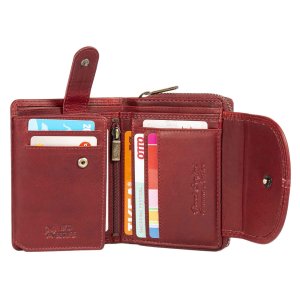 MATADOR Leder Damen Geldbörse Portemonnaie 14 Fächer RFID TüV Rot