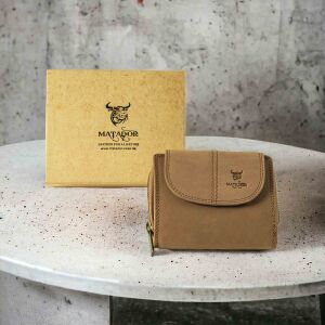 MATADOR SARAGOSSA Leder Damen Portemonnaie Geldbörse Hell-Braun