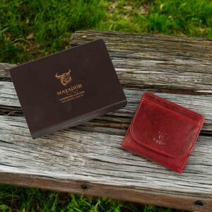 MATADOR WIEN Damen Herren Geldbörse Portemonnaie klein Leder RFID Rot