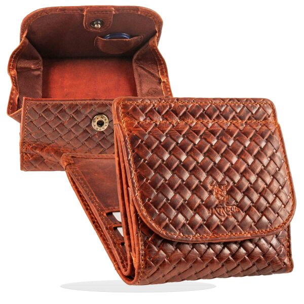 MATADOR WIEN Kleine Geldbörse Damen Herren Leder RFID TüV Caro-Design