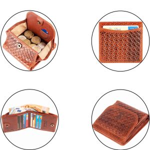 MATADOR WIEN Kleine Geldbörse Damen Herren Leder RFID TüV Caro-Design