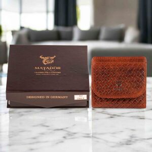 MATADOR WIEN Kleine Geldbörse Damen Herren Leder RFID TüV Caro-Design