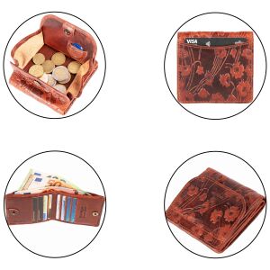 MATADOR WIEN Leder Geldbörse Damen Klein Portemonnaie RFID TüV Blumen