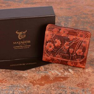 MATADOR WIEN Leder Geldbörse Damen Klein Portemonnaie RFID TüV Blumen