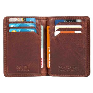 MATADOR Leder Kreditkartenetui PORTO Kreditkartenhülle RFID Karo Braun