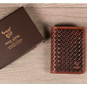 MATADOR Leder Kreditkartenetui PORTO Kreditkartenhülle RFID Karo Braun