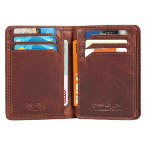 MATADOR PORTO Leder Kartenetui Herren RFID Kartenhülle Karo Braun