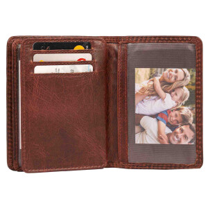 MATADOR PORTO Leder Kartenetui Herren RFID Kartenhülle Karo Braun