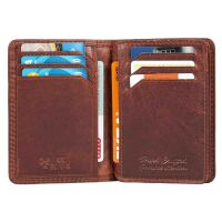 MATADOR Leder Kreditkartenetui PORTO Kreditkartenhülle RFID Karo Braun