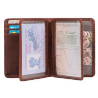 MATADOR Leder Kreditkartenetui PORTO Kreditkartenhülle RFID Karo Braun