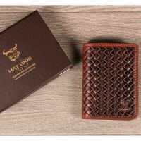 MATADOR Leder Kreditkartenetui PORTO Kreditkartenhülle RFID Karo Braun