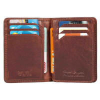 MATADOR PORTO Leder Kartenetui Herren RFID Kartenhülle Karo Braun