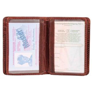 MATADOR Leder Kreditkartenetui PORTO Kreditkartenhülle Blumen Braun