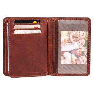 MATADOR Leder Kreditkartenetui PORTO Kreditkartenhülle Blumen Braun