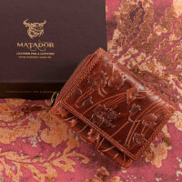 MATADOR Leder Damen Portemonnaie CHIQUITO RFID Blumen Braun