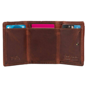 MATADOR GENF Kleine Leder Geldbörse Damen Herren RFID Karo Braun