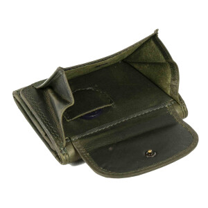 MATADOR Kleine Leder Mini Geldbörse Damen Herren RFID TüV Grün