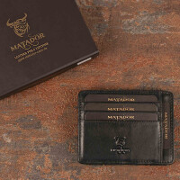 MATADOR RFID Magic Wallet Echt Leder Kreditkarten-Etui-Hülle Schwarz