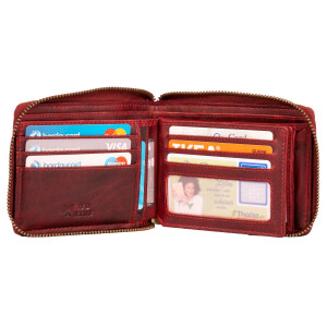 MATADOR BADALONA Damen Leder Geldbeutel Geldbörse RFID TüV Vintage Rot
