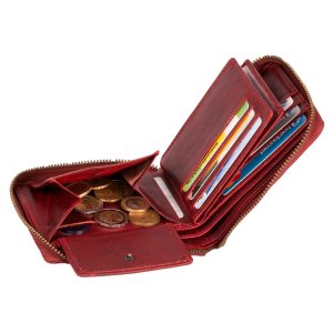 MATADOR Damen Leder Geldbeutel Geldbörse RFID TüV Vintage Rot