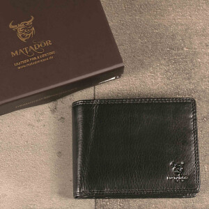 MATADOR Geldbörse Herren Leder Portemonnaie RFID TüV Schwarz